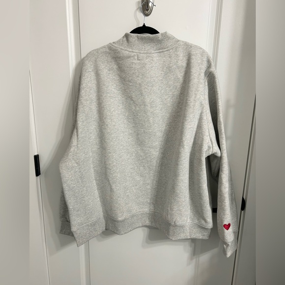 Parke Valentine's Varsity Mock neck - Classic Grey + Crimson - Picture 12 of 15